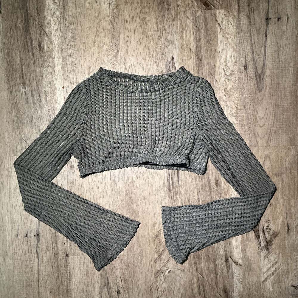 Y2K Long Sleeve Knitted Crochet Mesh Women's‎ Top Size XS